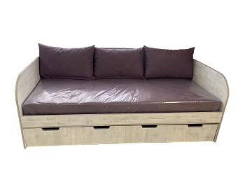 Кровать "Радуга" с матрасом и фиолетовыми подушками